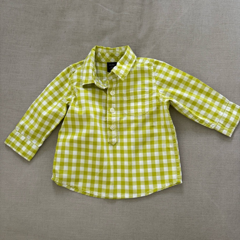 Gap Kids Lime Green Checkered Shirt